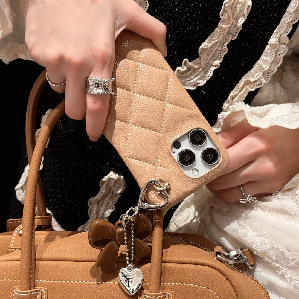 Caviar Leather Puffer Bow Phone Case