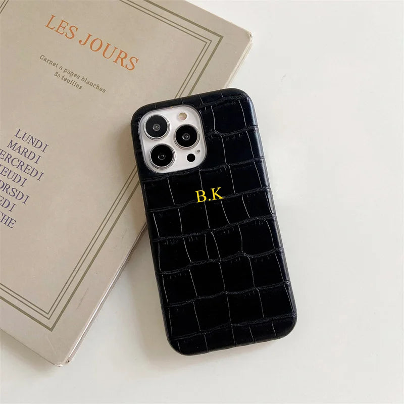 Custom Name Leather iPhone Case