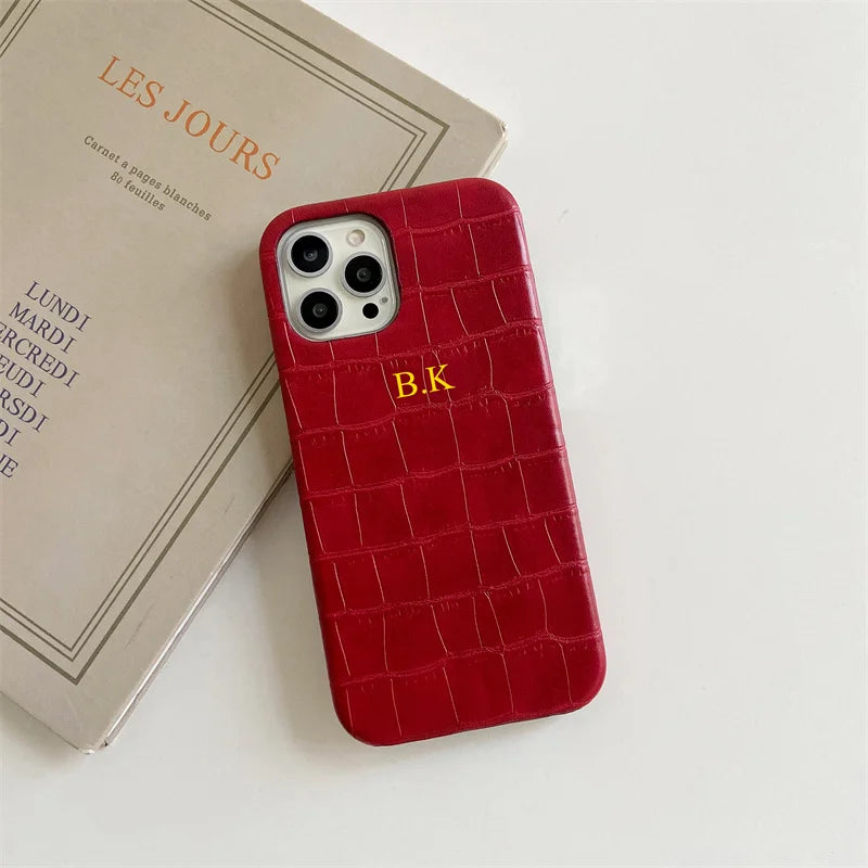 Custom Name Leather iPhone Case