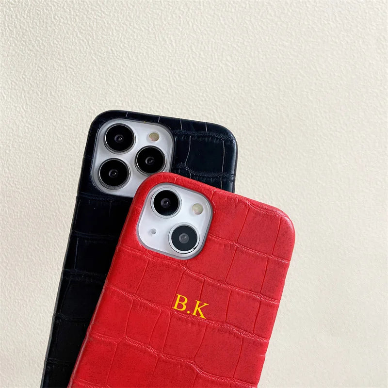 Custom Name Leather iPhone Case