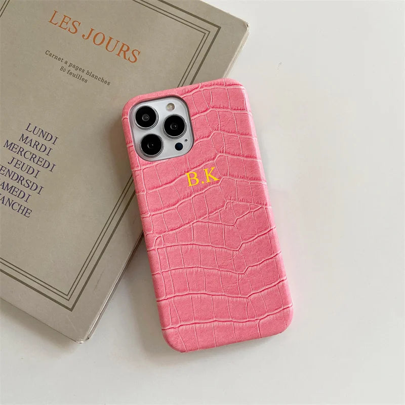 Custom Name Leather iPhone Case
