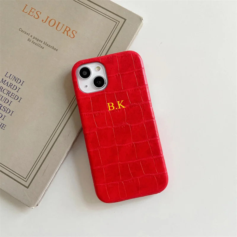 Custom Name Leather iPhone Case