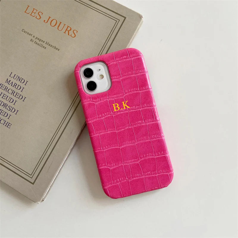 Custom Name Leather iPhone Case