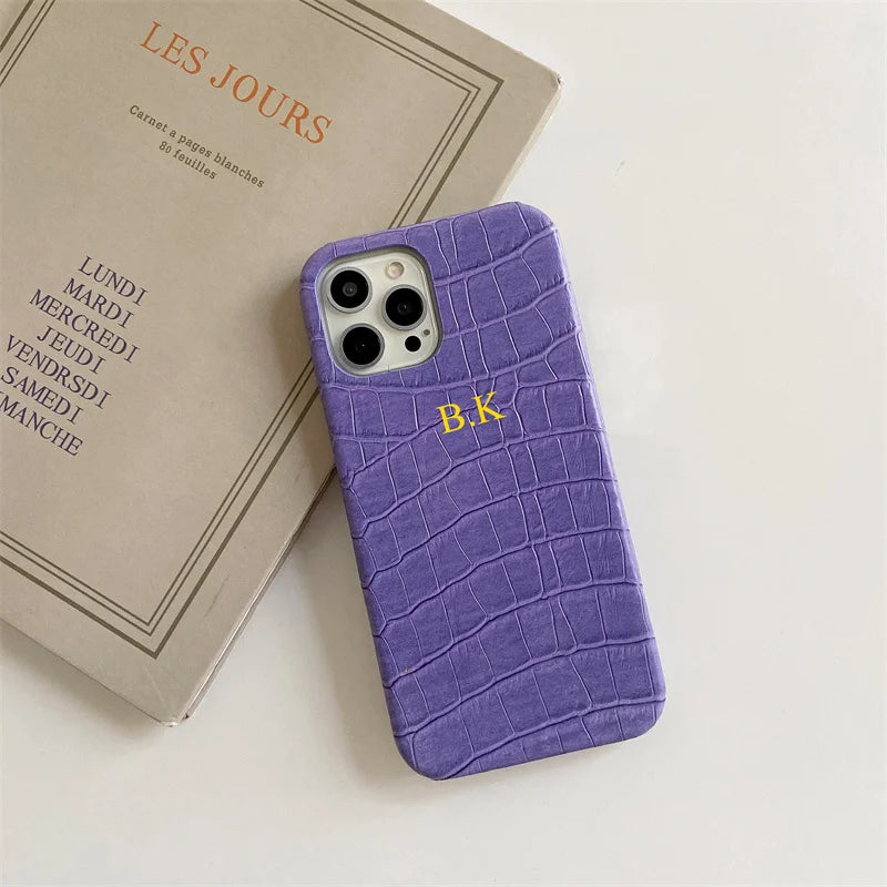 Custom Name Leather iPhone Case