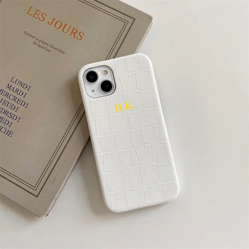 Custom Name Leather iPhone Case