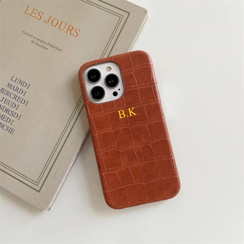 Custom Name Leather iPhone Case
