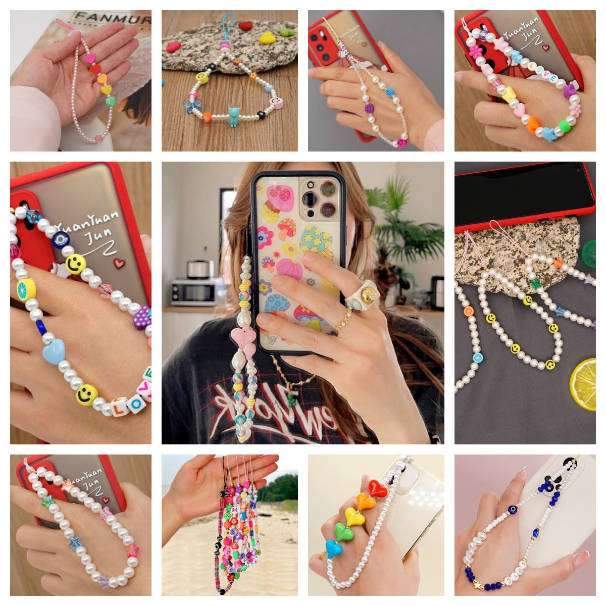Pearl Beaded Phone Lanyard