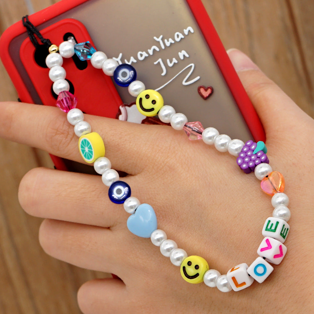Pearl Beaded Phone Lanyard
