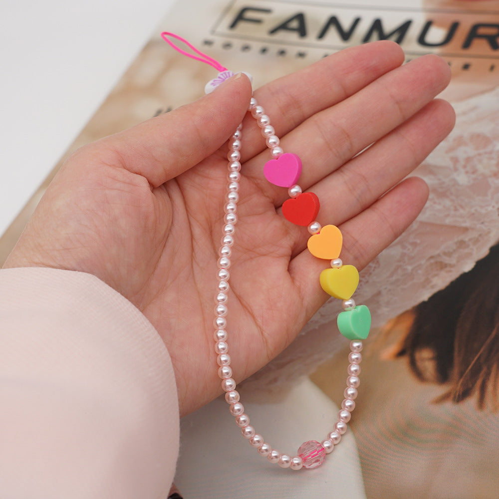 Pearl Beaded Phone Lanyard