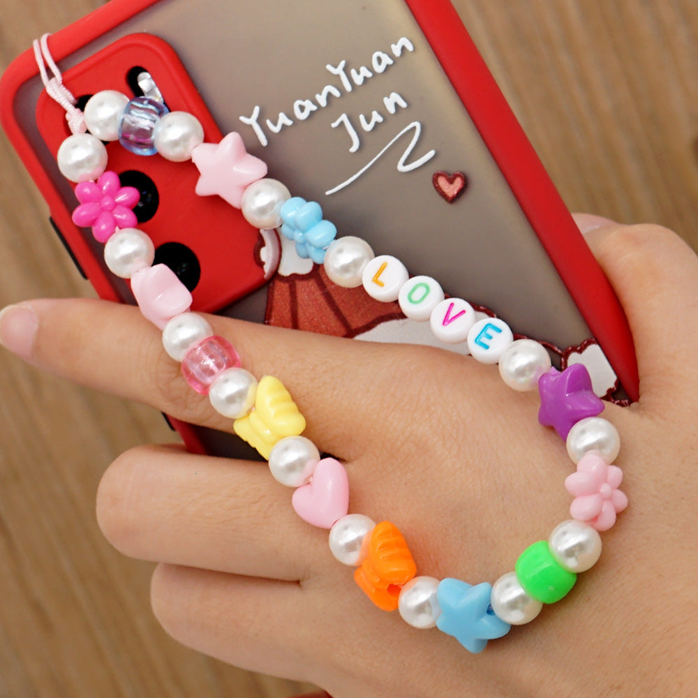 Pearl Beaded Phone Lanyard