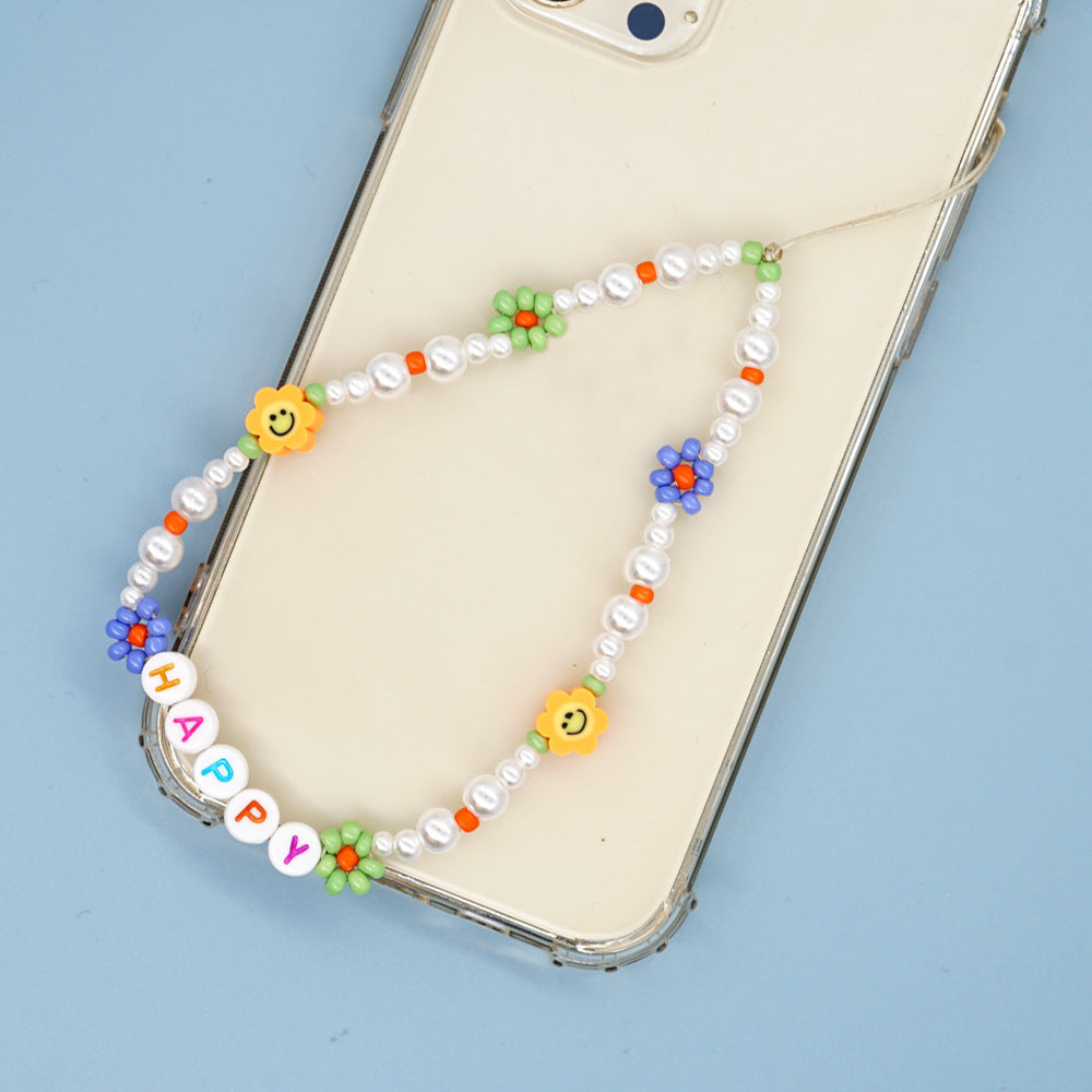 Pearl Beaded Phone Lanyard