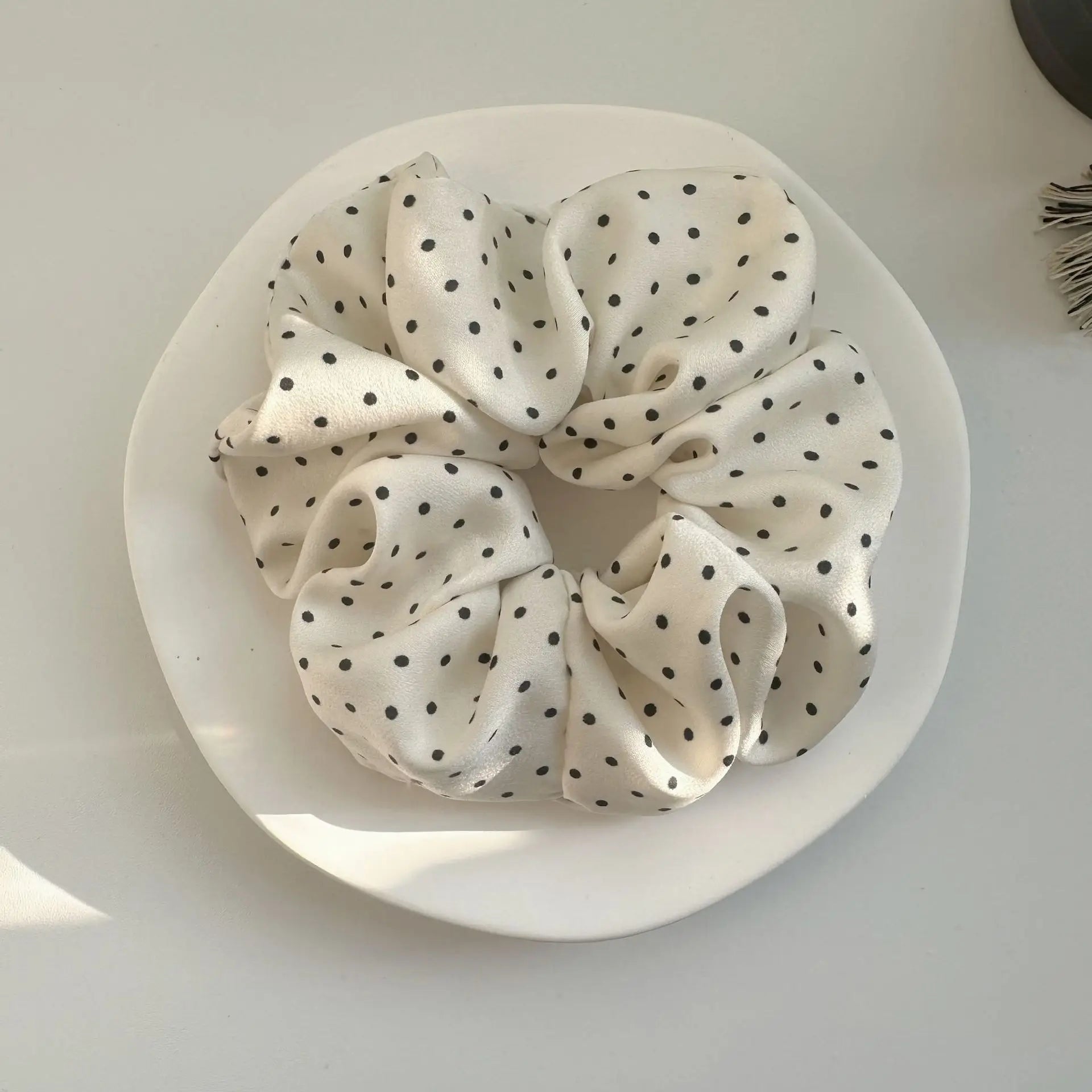 Silk Wave Dot Hair Scrunchie Set (2pcs)