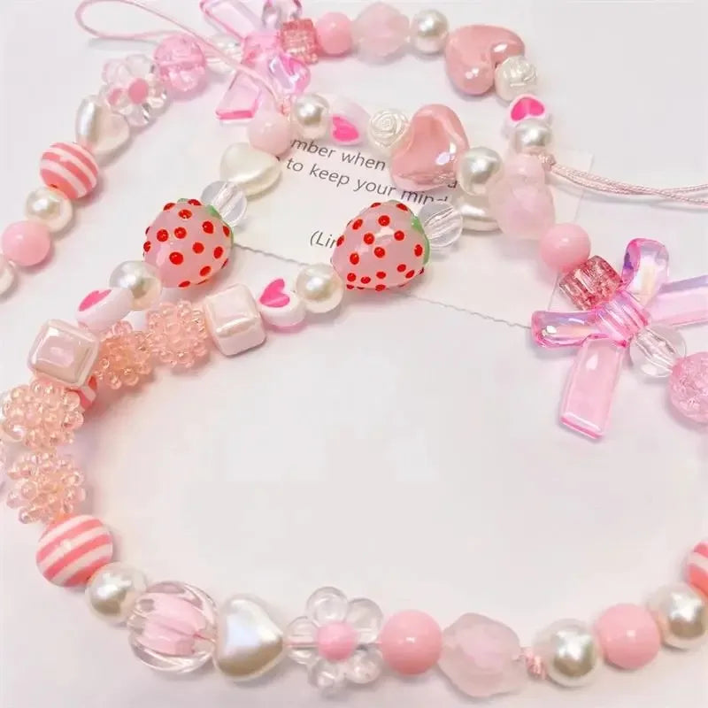 Strawberry Pearl Phone Strap