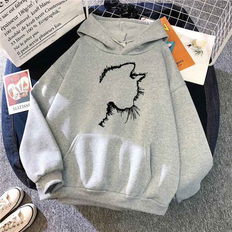 Cat Print Hoodie Sweatshirt