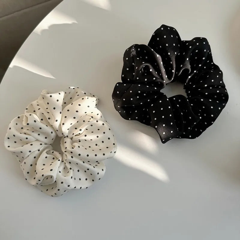 Silk Wave Dot Hair Scrunchie Set (2pcs)