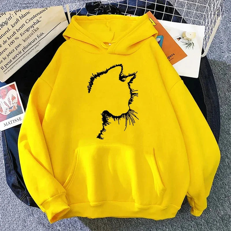 Cat Print Hoodie Sweatshirt