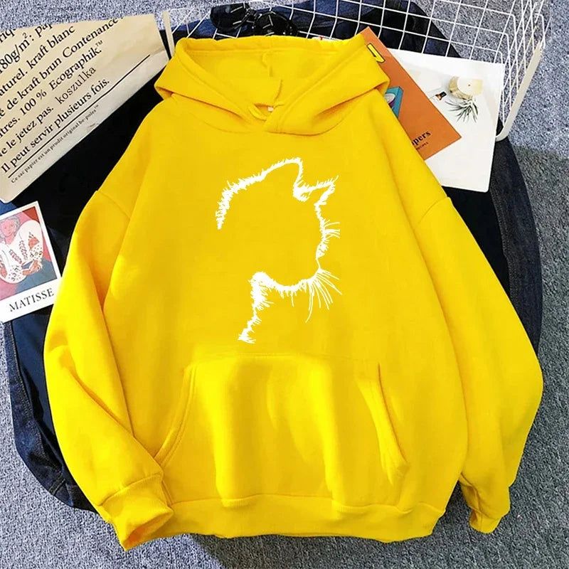 Cat Print Hoodie Sweatshirt
