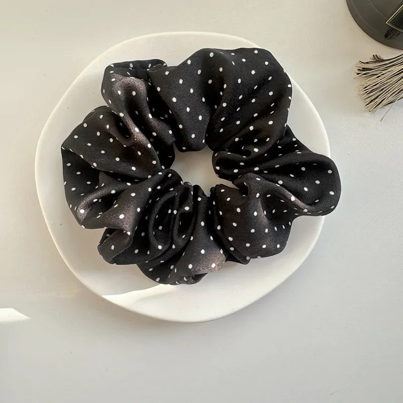 Silk Wave Dot Hair Scrunchie Set (2pcs)