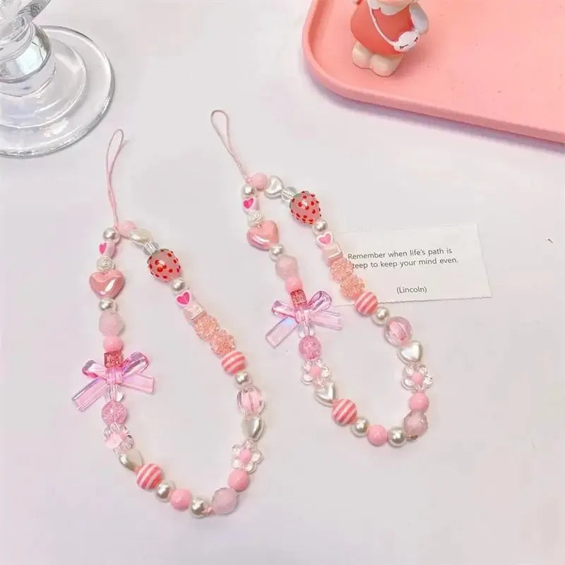 Strawberry Pearl Phone Strap