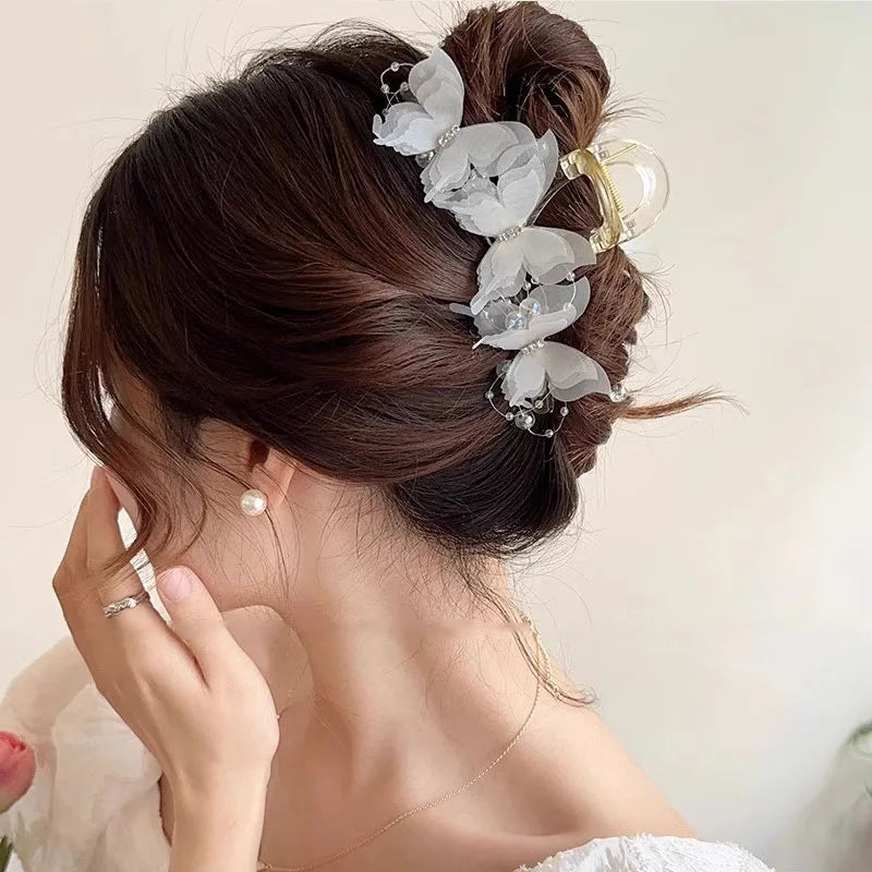 Butterfly Pearl Hair Claw Clip