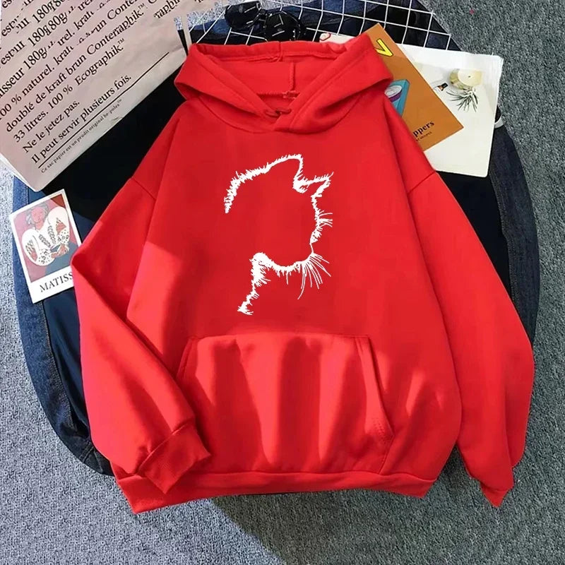 Cat Print Hoodie Sweatshirt