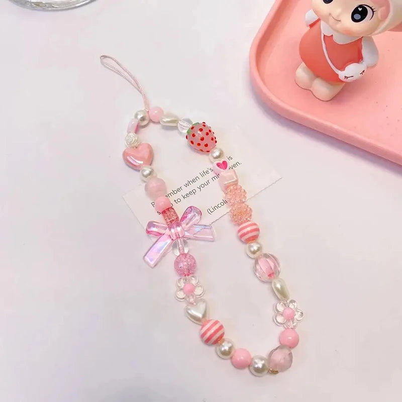 Strawberry Pearl Phone Strap