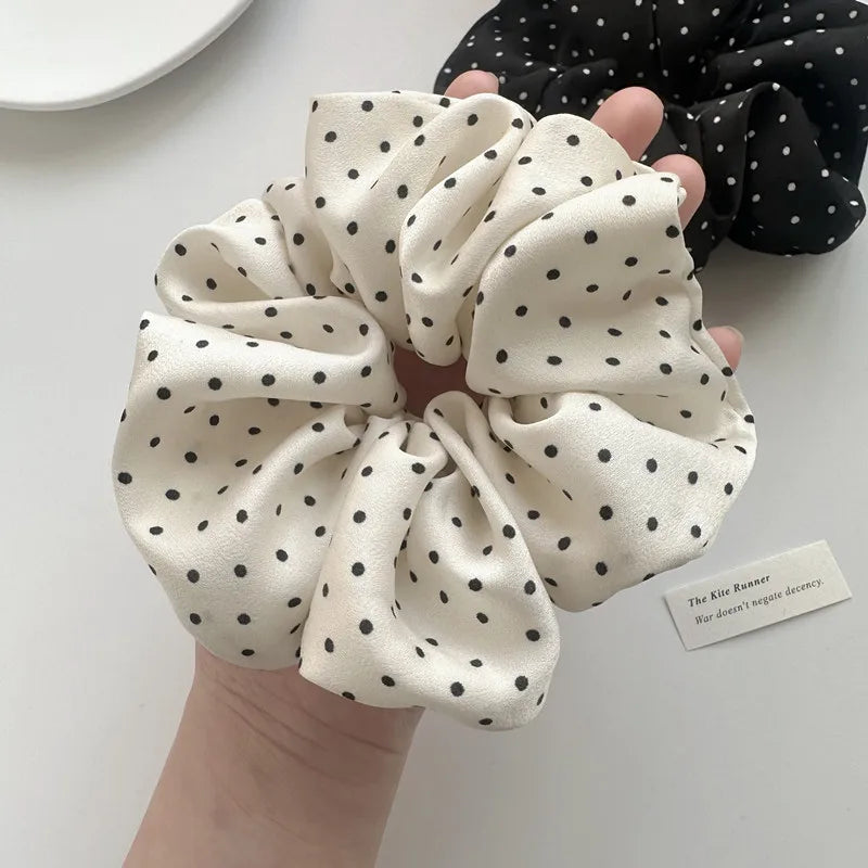 Silk Wave Dot Hair Scrunchie Set (2pcs)