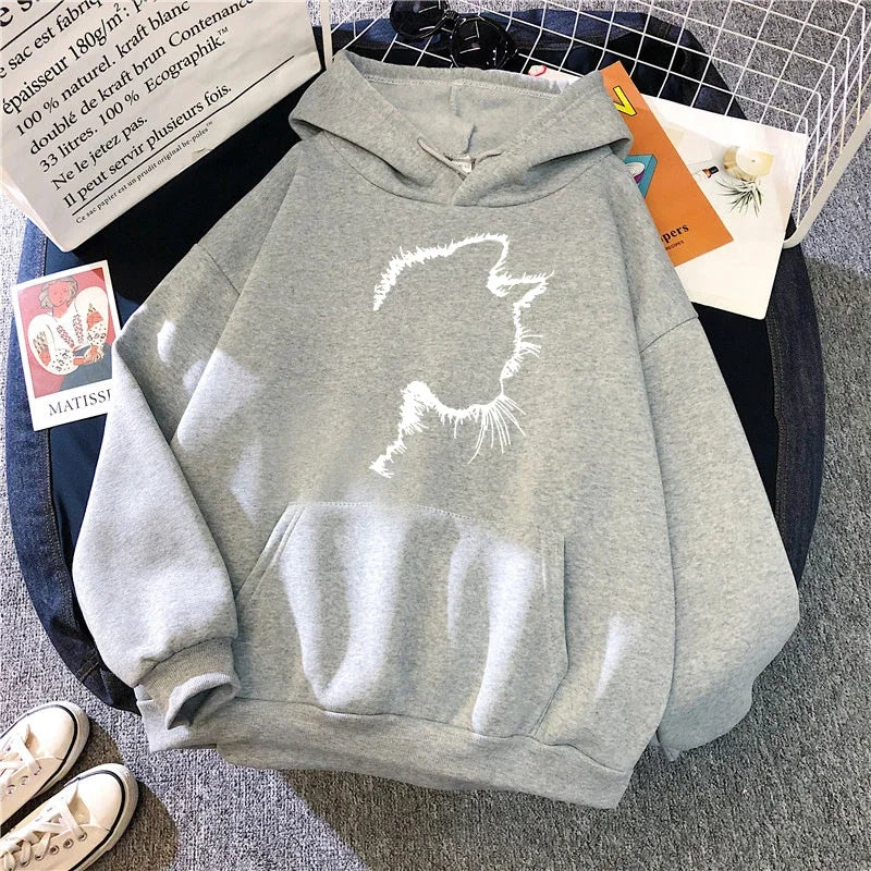 Cat Print Hoodie Sweatshirt