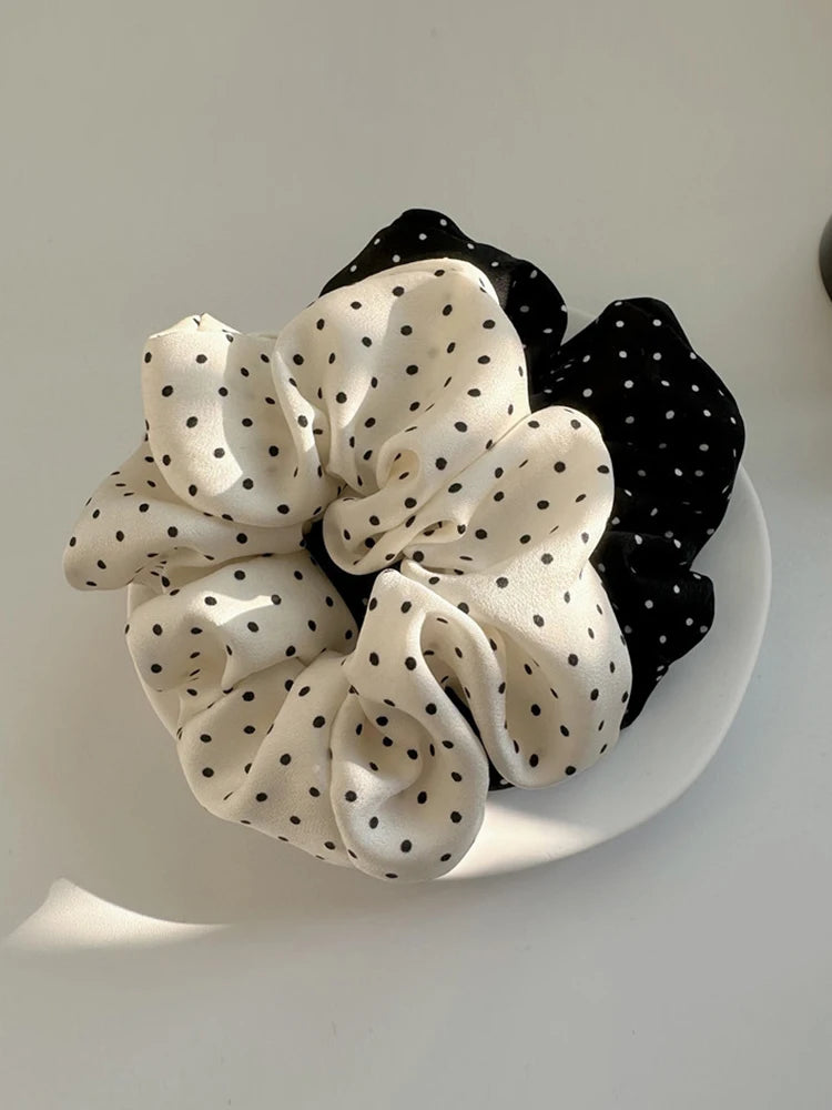 Silk Wave Dot Hair Scrunchie Set (2pcs)