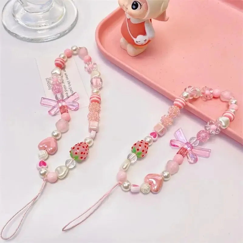 Strawberry Pearl Phone Strap