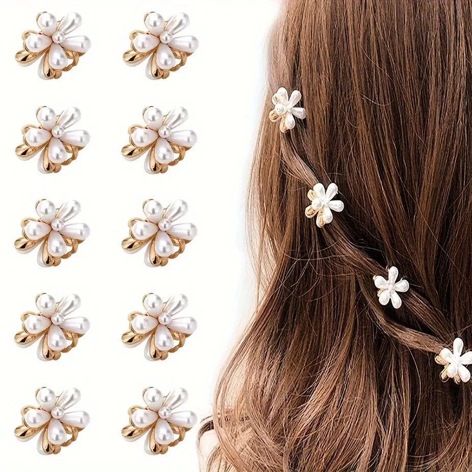Pearl Flower Hair Barrette Set