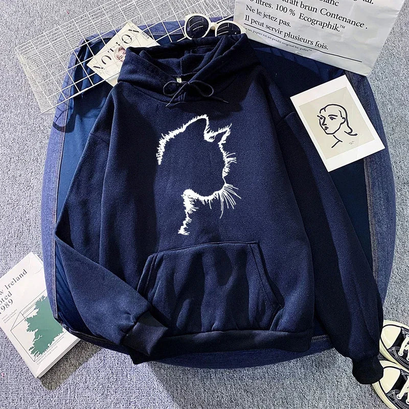 Cat Print Hoodie Sweatshirt