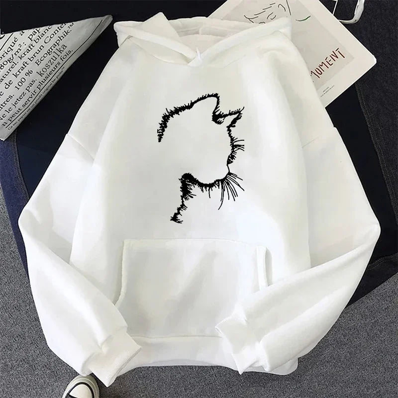 Cat Print Hoodie Sweatshirt